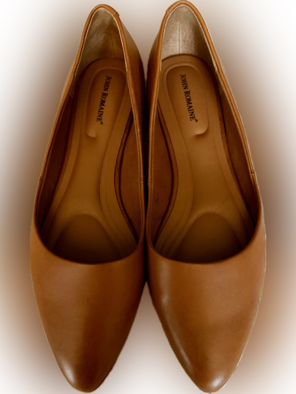 John Romaine Leather Flats, Tan, Size 7.5, Like-New, Never Worn, Flawless
